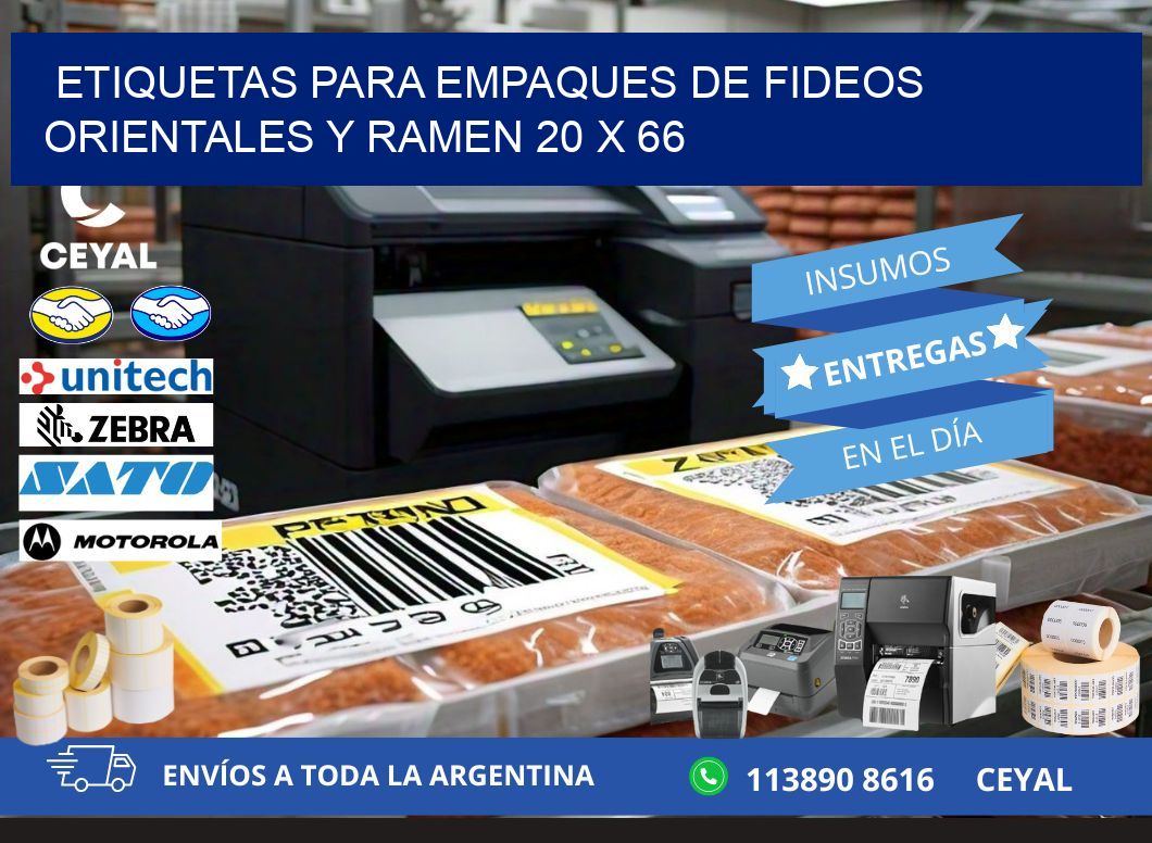 Etiquetas para empaques de fideos orientales y ramen 20 x 66