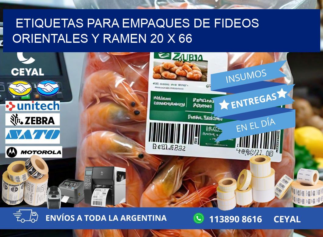 Etiquetas para empaques de fideos orientales y ramen 20 x 66