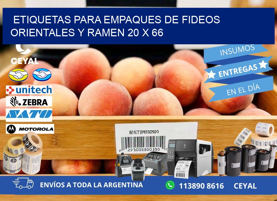 Etiquetas para empaques de fideos orientales y ramen 20 x 66