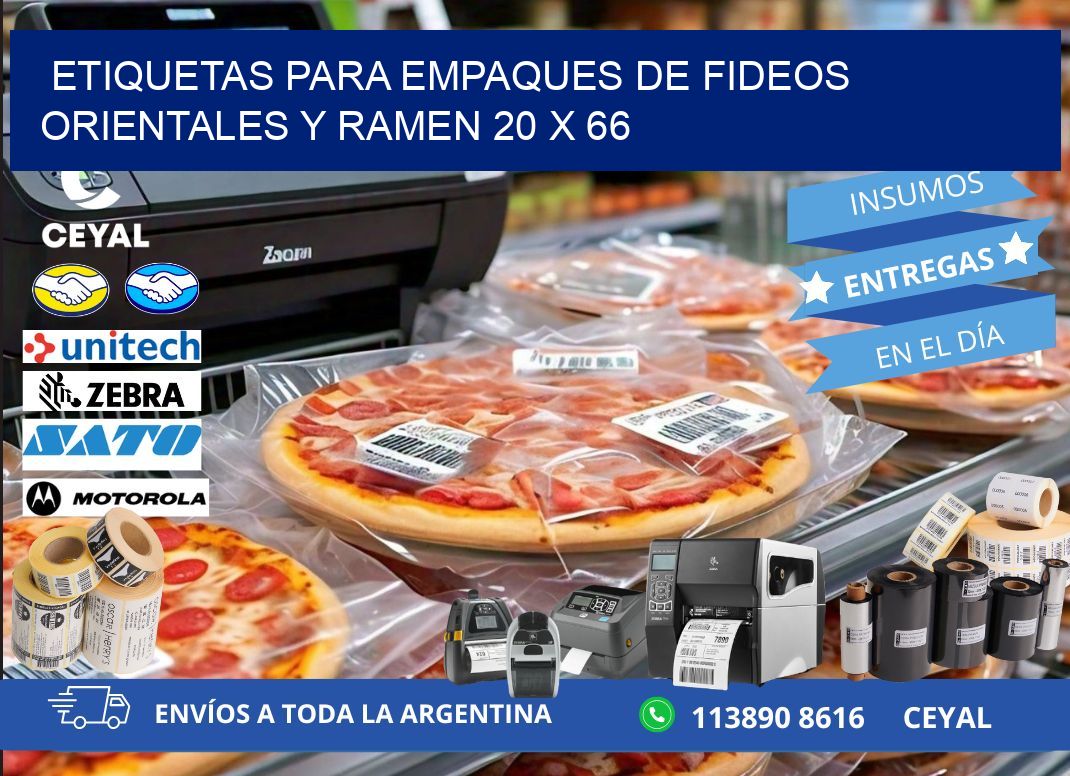 Etiquetas para empaques de fideos orientales y ramen 20 x 66