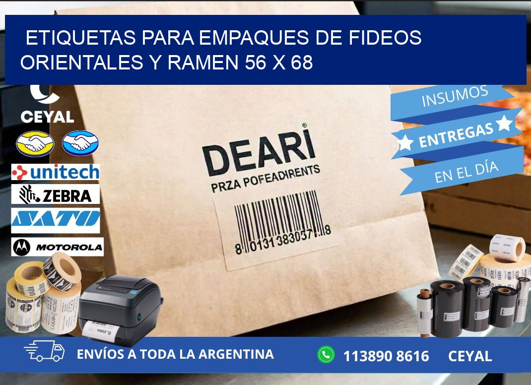 Etiquetas para empaques de fideos orientales y ramen 56 x 68