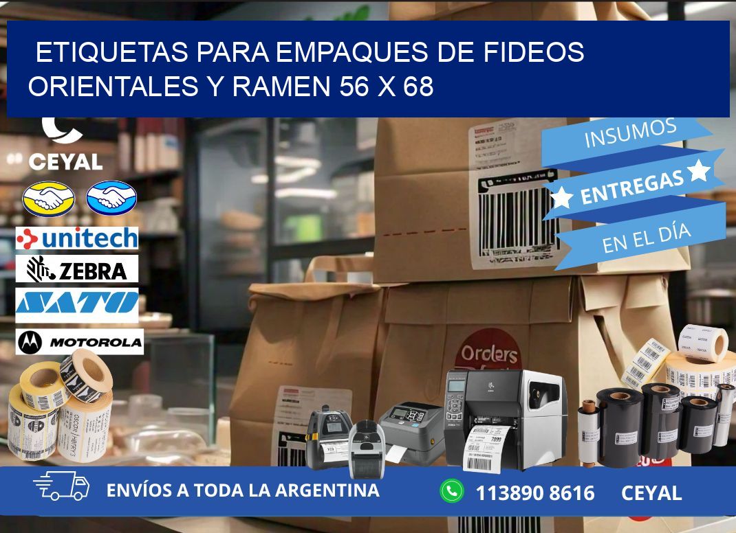 Etiquetas para empaques de fideos orientales y ramen 56 x 68