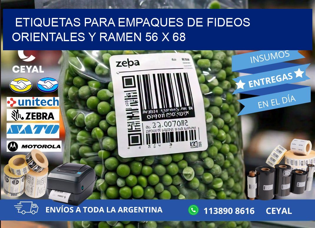 Etiquetas para empaques de fideos orientales y ramen 56 x 68