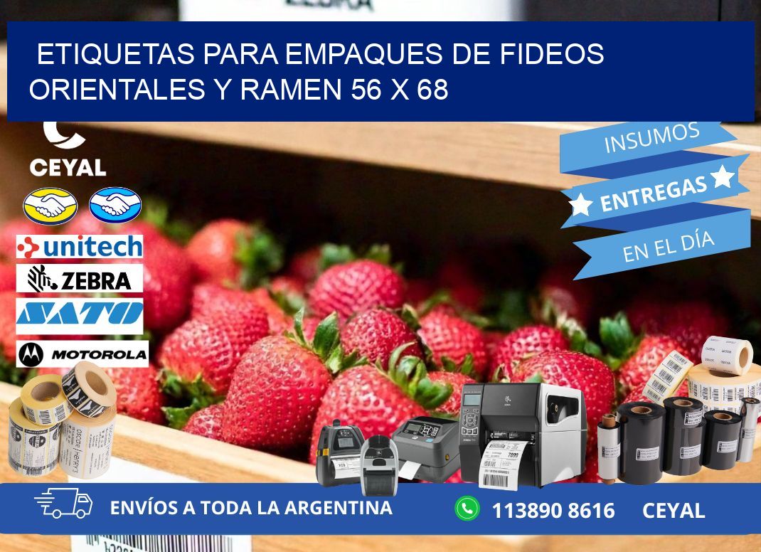Etiquetas para empaques de fideos orientales y ramen 56 x 68