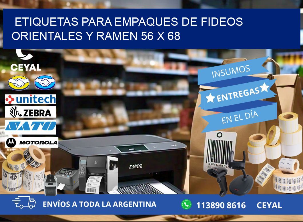Etiquetas para empaques de fideos orientales y ramen 56 x 68