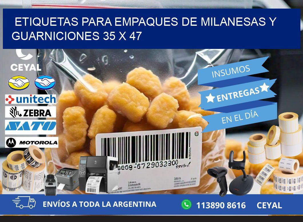 Etiquetas para empaques de milanesas y guarniciones 35 x 47