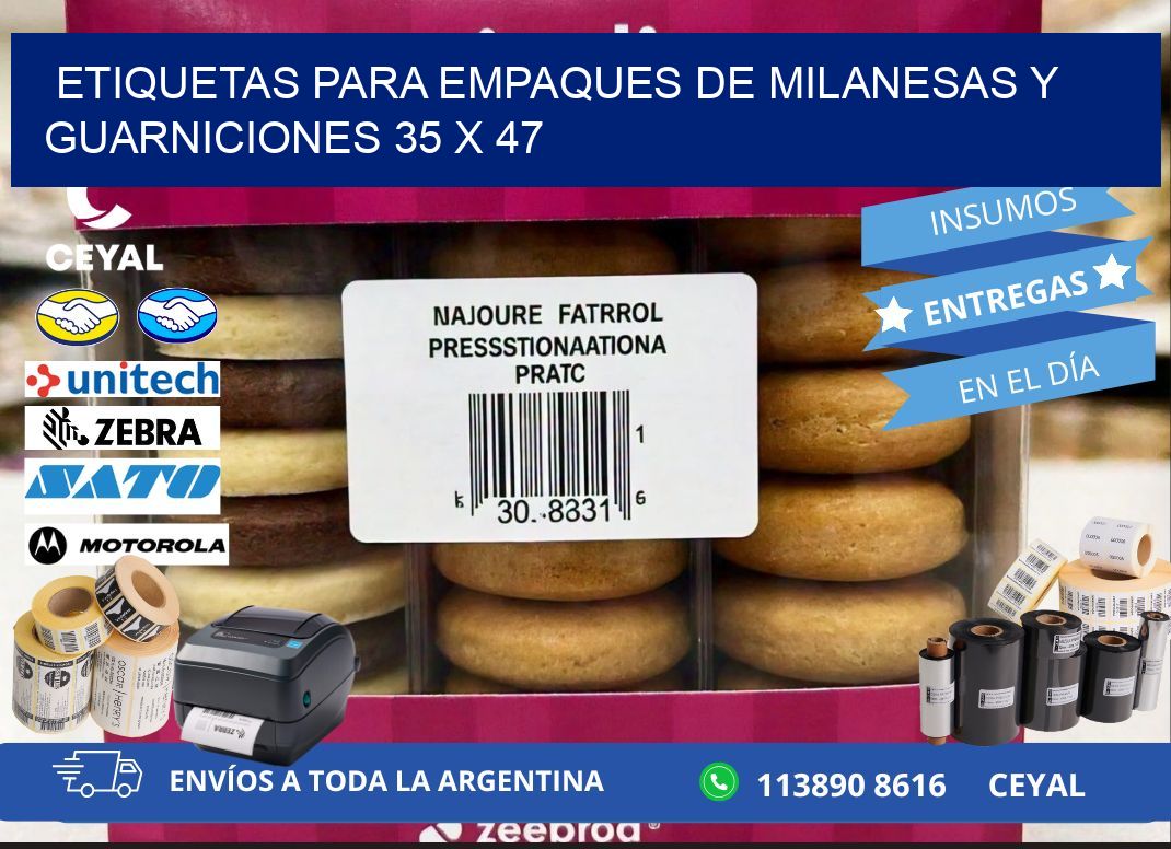 Etiquetas para empaques de milanesas y guarniciones 35 x 47