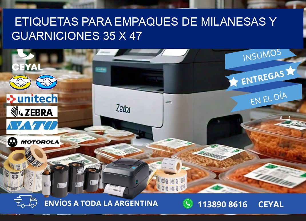 Etiquetas para empaques de milanesas y guarniciones 35 x 47