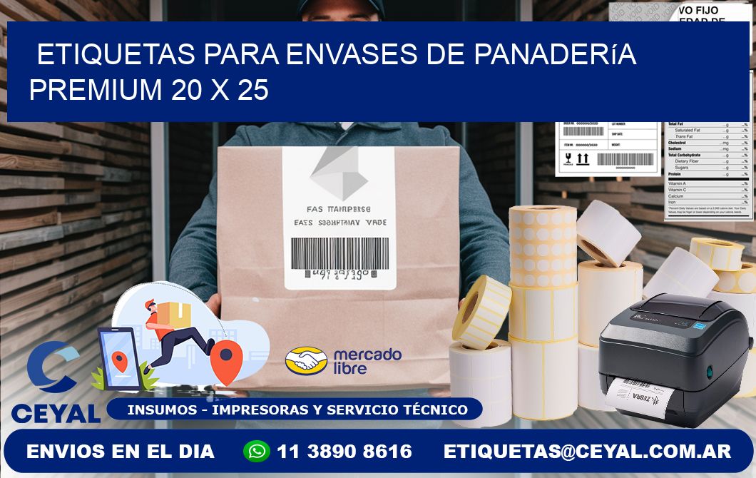 Etiquetas para envases de panadería premium 20 x 25