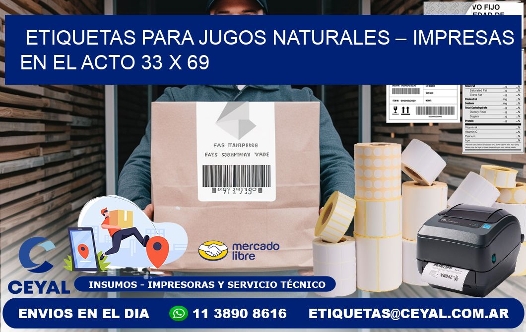 Etiquetas para jugos naturales – Impresas en el acto 33 x 69