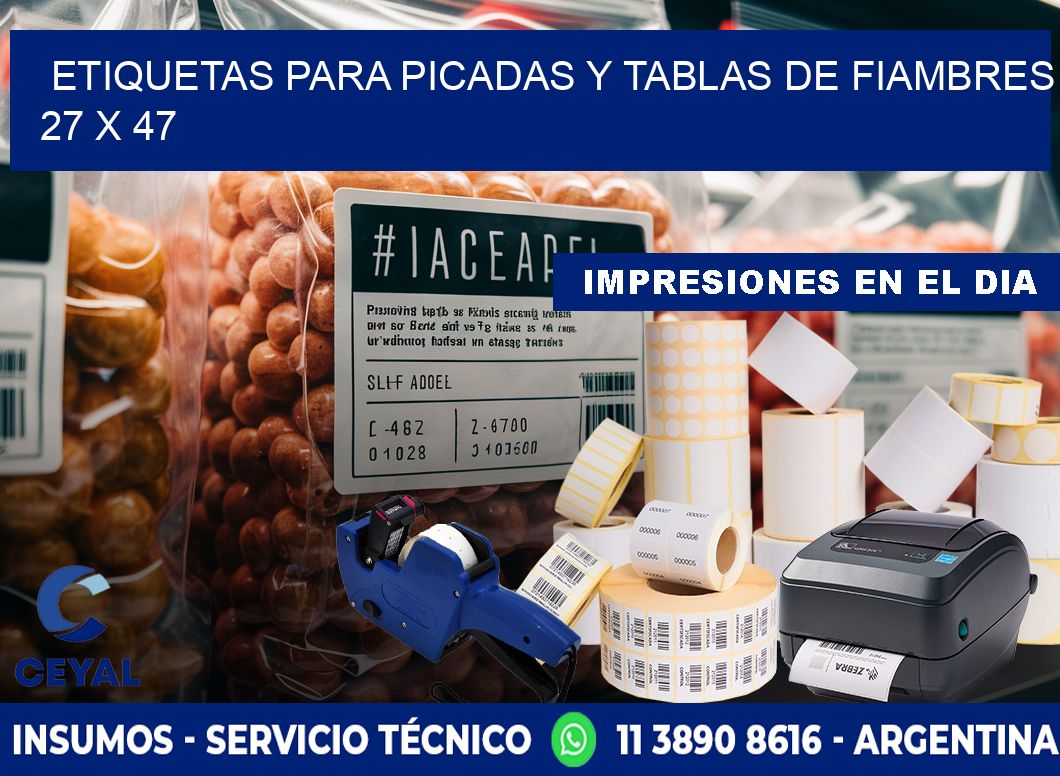 Etiquetas para picadas y tablas de fiambres 27 x 47