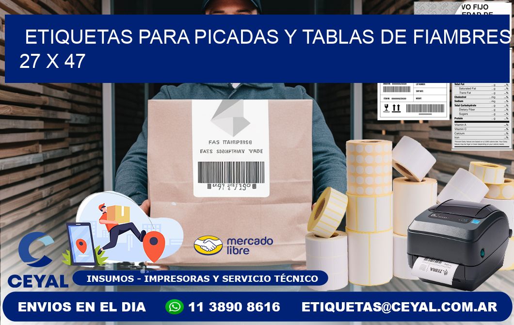 Etiquetas para picadas y tablas de fiambres 27 x 47