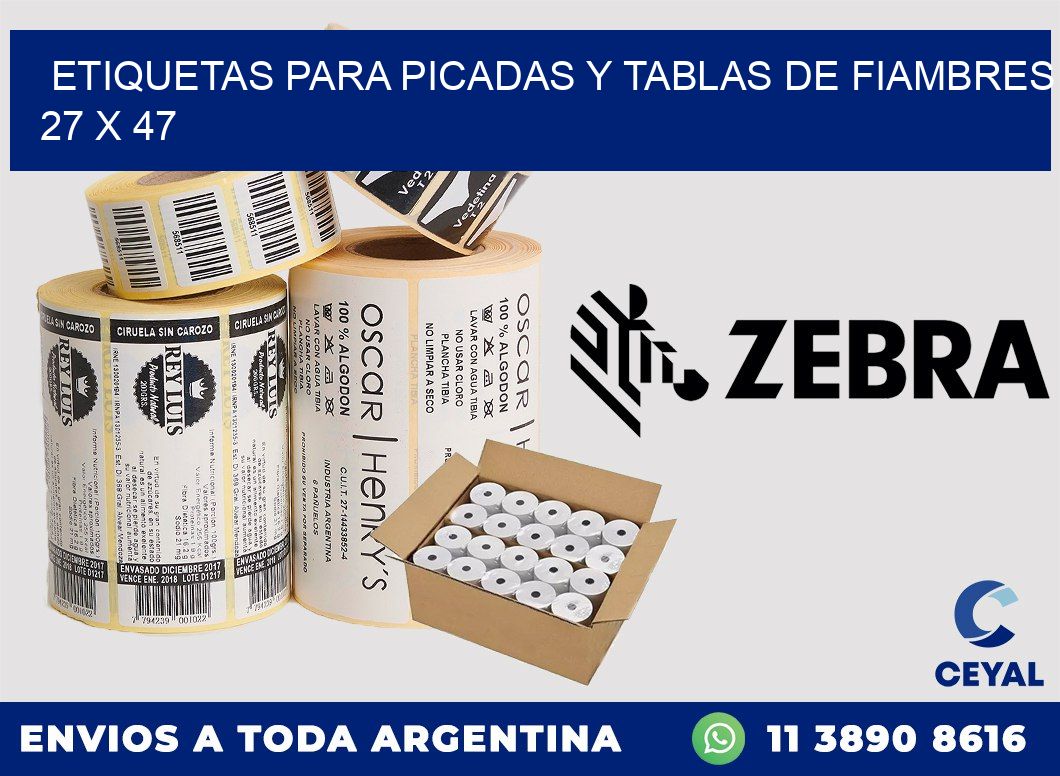 Etiquetas para picadas y tablas de fiambres 27 x 47