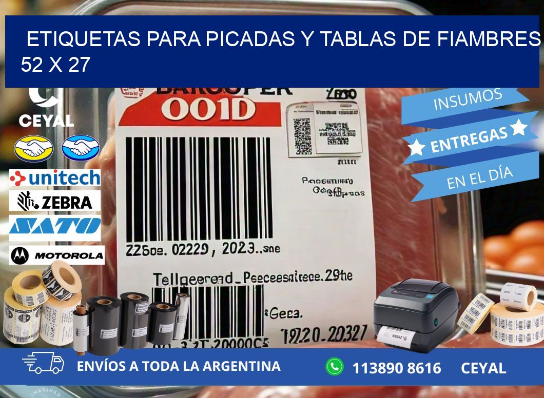 Etiquetas para picadas y tablas de fiambres 52 x 27