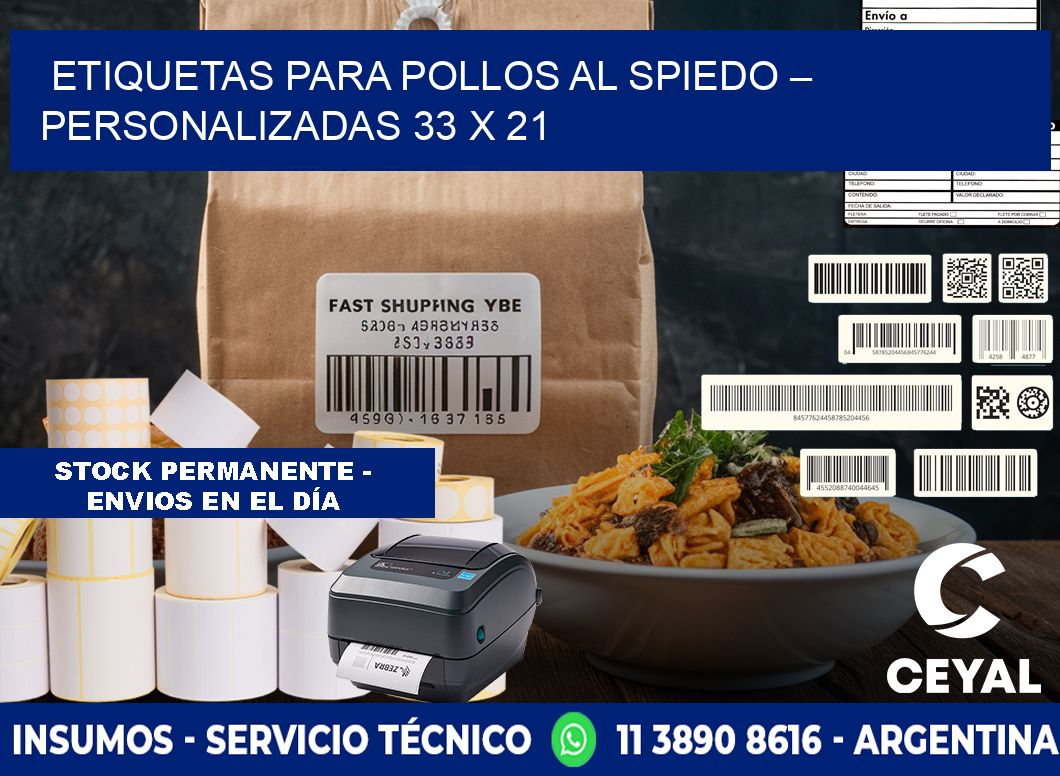 Etiquetas para pollos al spiedo – Personalizadas 33 x 21