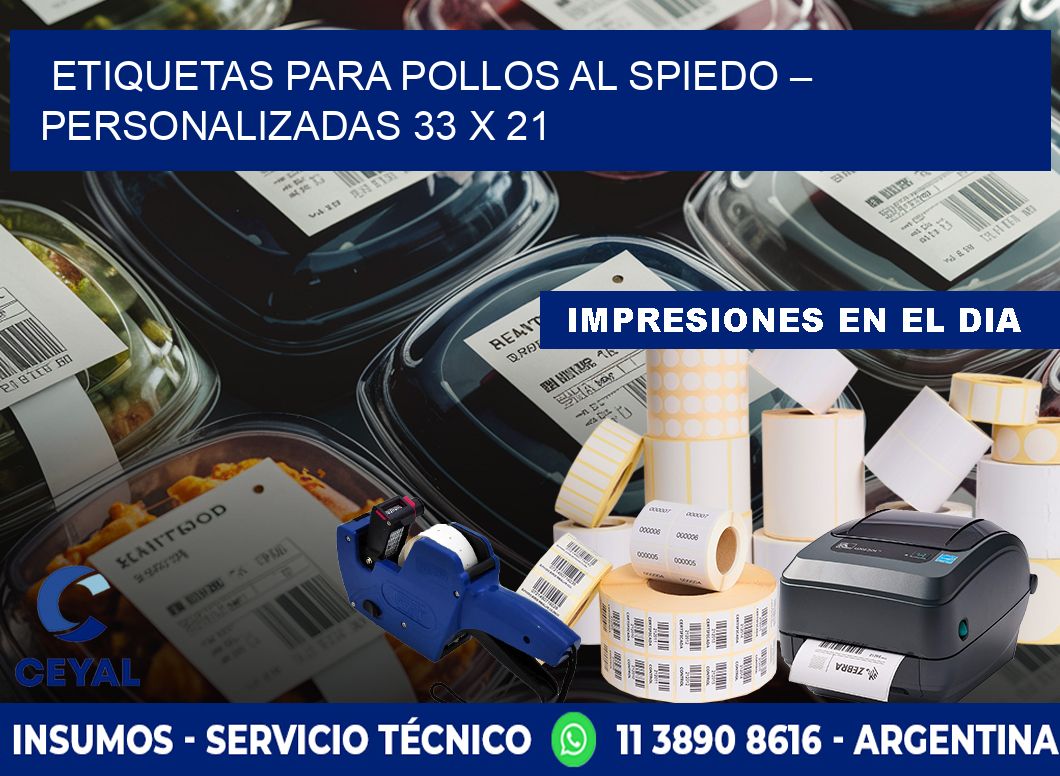 Etiquetas para pollos al spiedo – Personalizadas 33 x 21