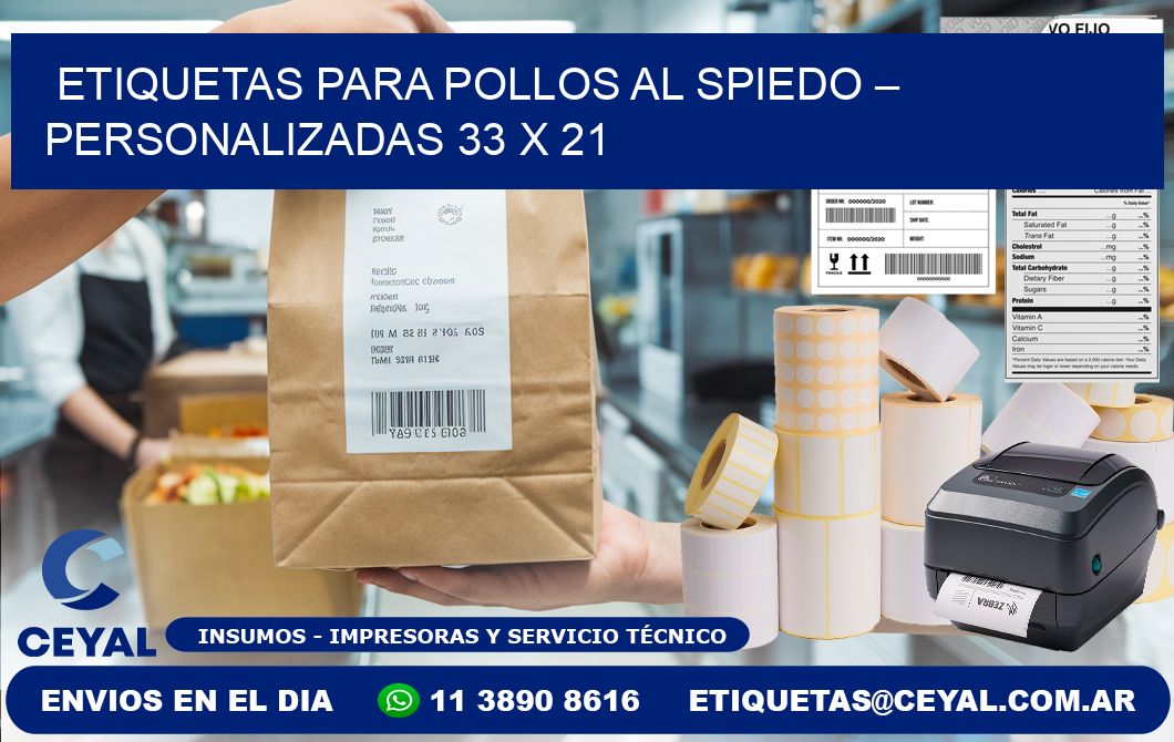 Etiquetas para pollos al spiedo – Personalizadas 33 x 21