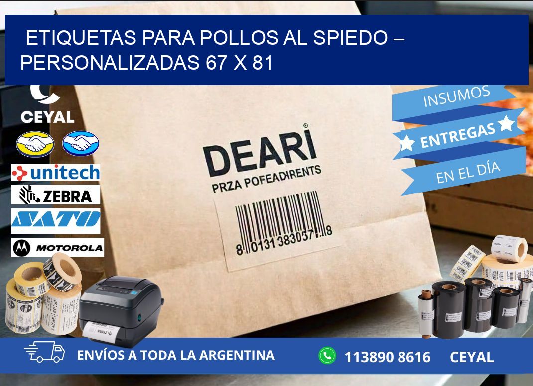 Etiquetas para pollos al spiedo – Personalizadas 67 x 81