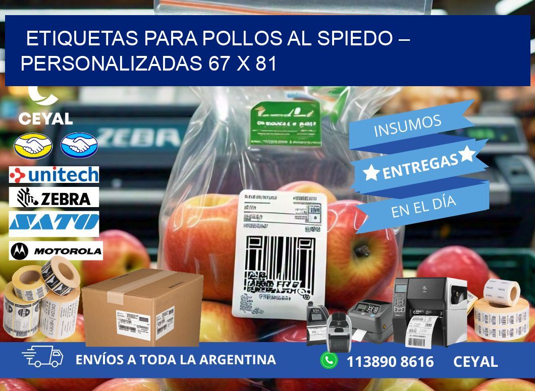 Etiquetas para pollos al spiedo – Personalizadas 67 x 81