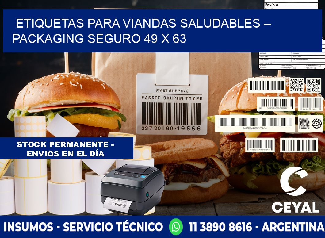 Etiquetas para viandas saludables – Packaging seguro 49 x 63