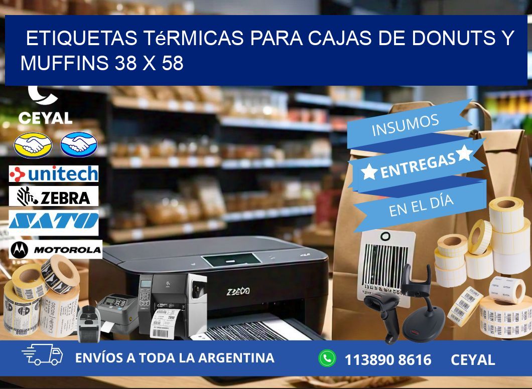 Etiquetas térmicas para cajas de donuts y muffins 38 x 58