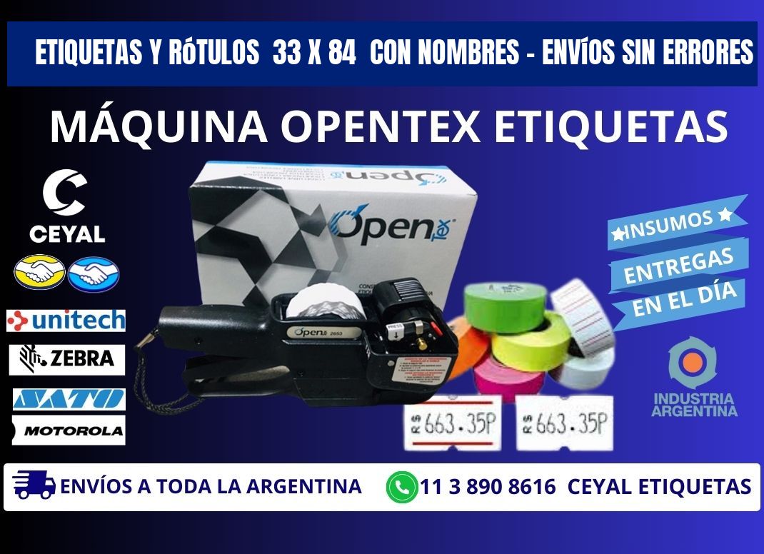Etiquetas y Rótulos 33 x 84 con Nombres – Envíos sin Errores