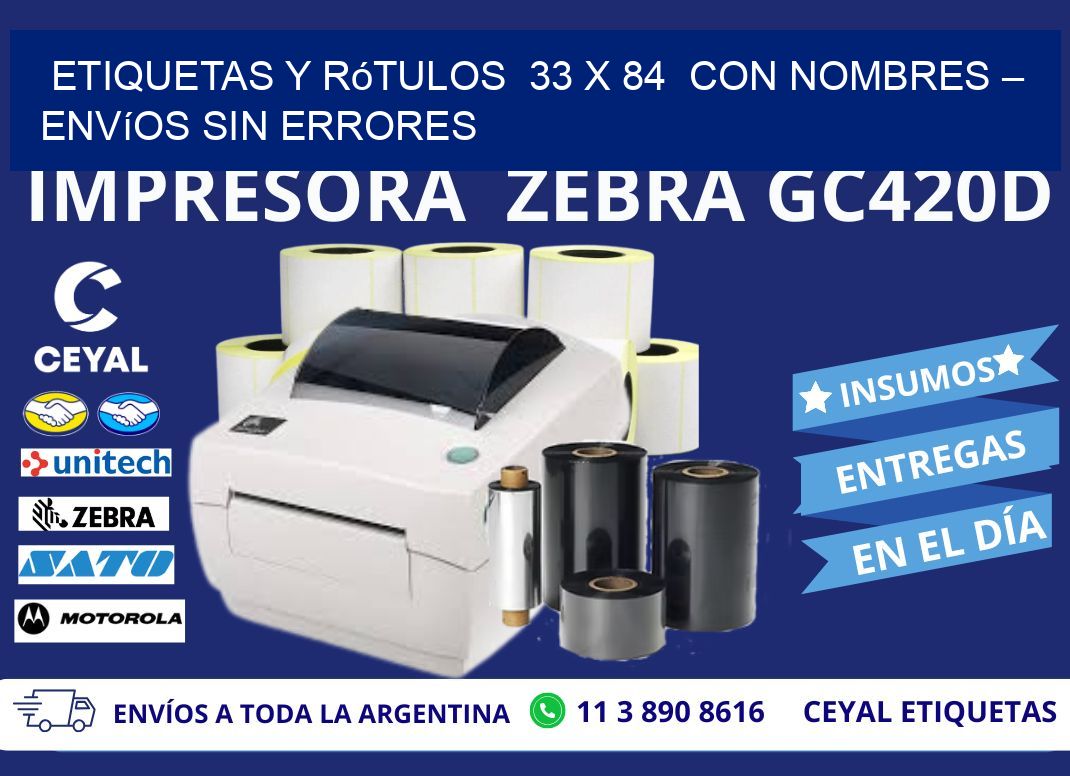 Etiquetas y Rótulos 33 x 84 con Nombres – Envíos sin Errores