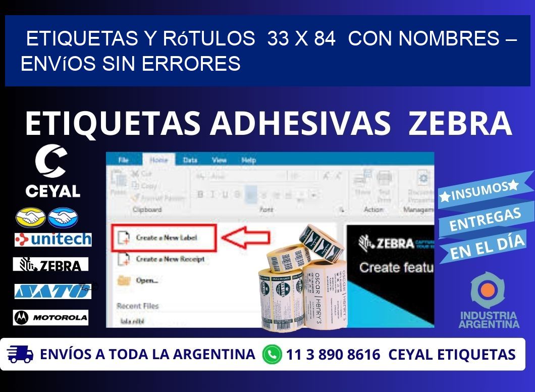 Etiquetas y Rótulos 33 x 84 con Nombres – Envíos sin Errores