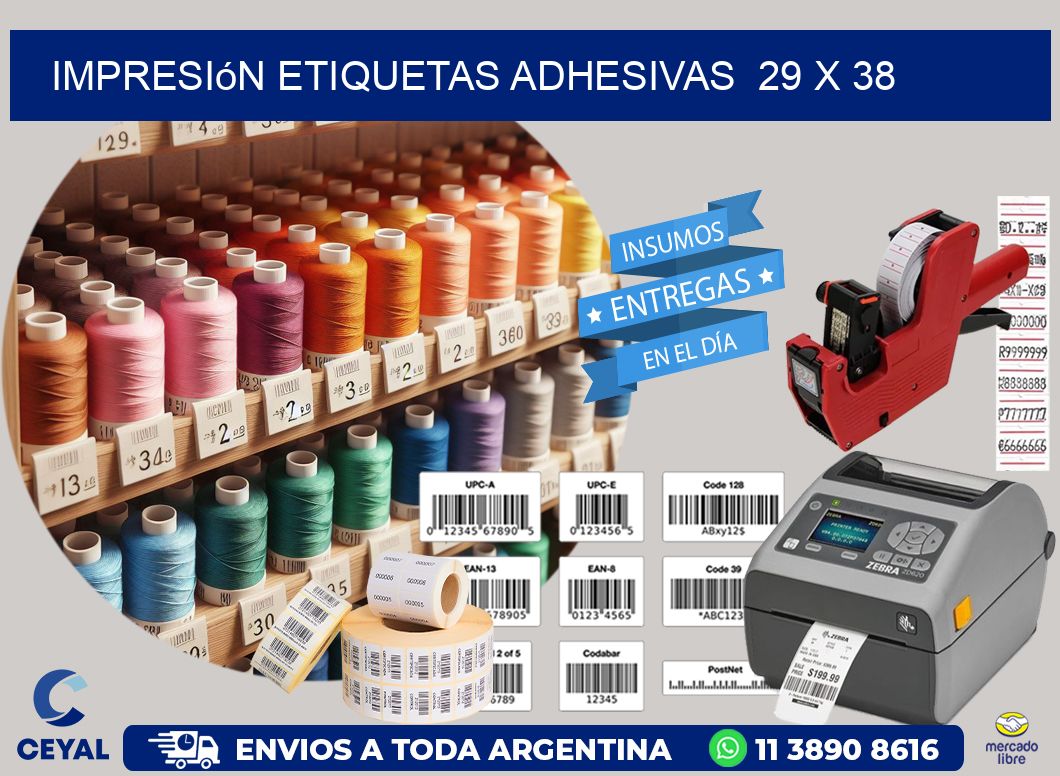 Impresión Etiquetas adhesivas 29 x 38