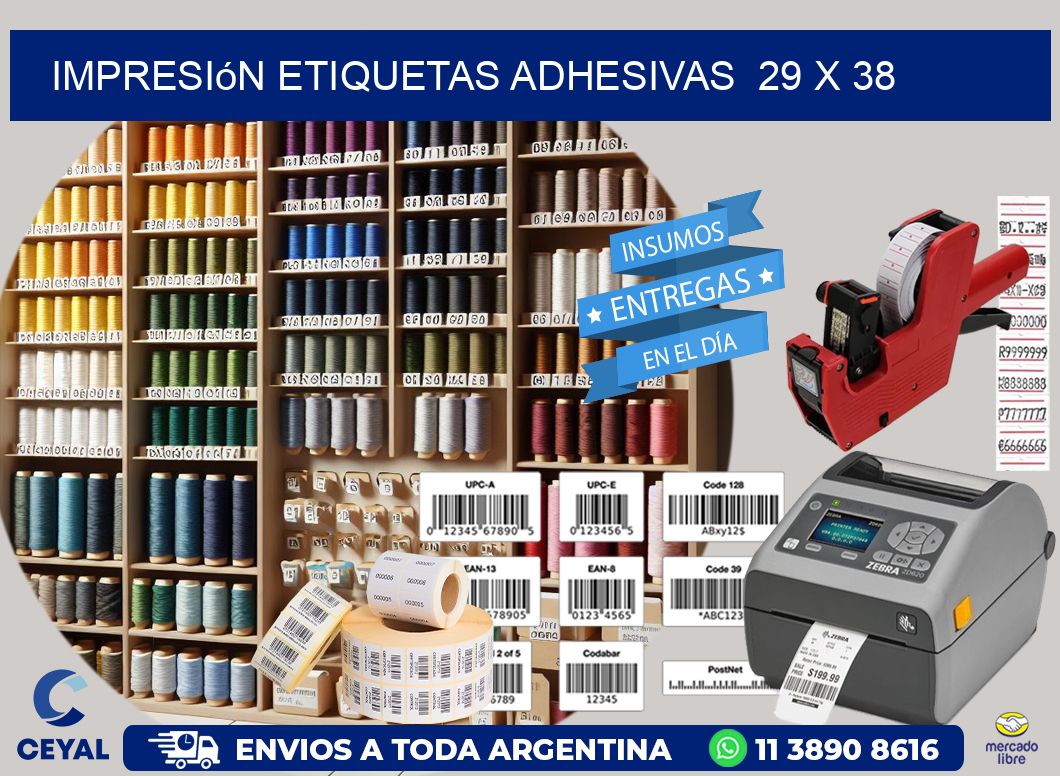 Impresión Etiquetas adhesivas 29 x 38