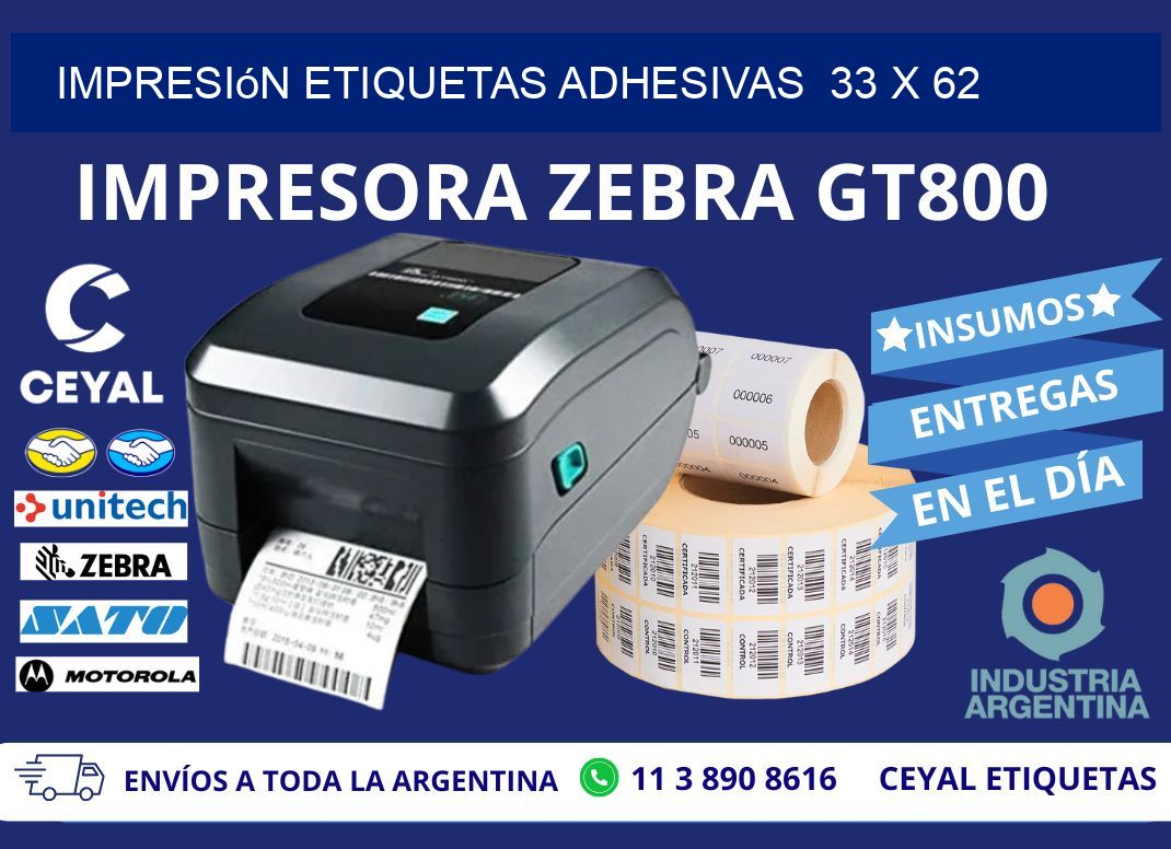 Impresión Etiquetas adhesivas 33 x 62