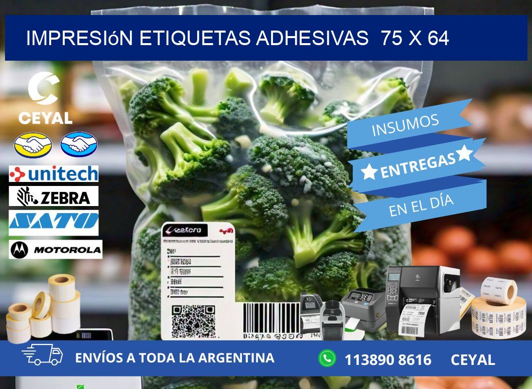 Impresión Etiquetas adhesivas 75 x 64