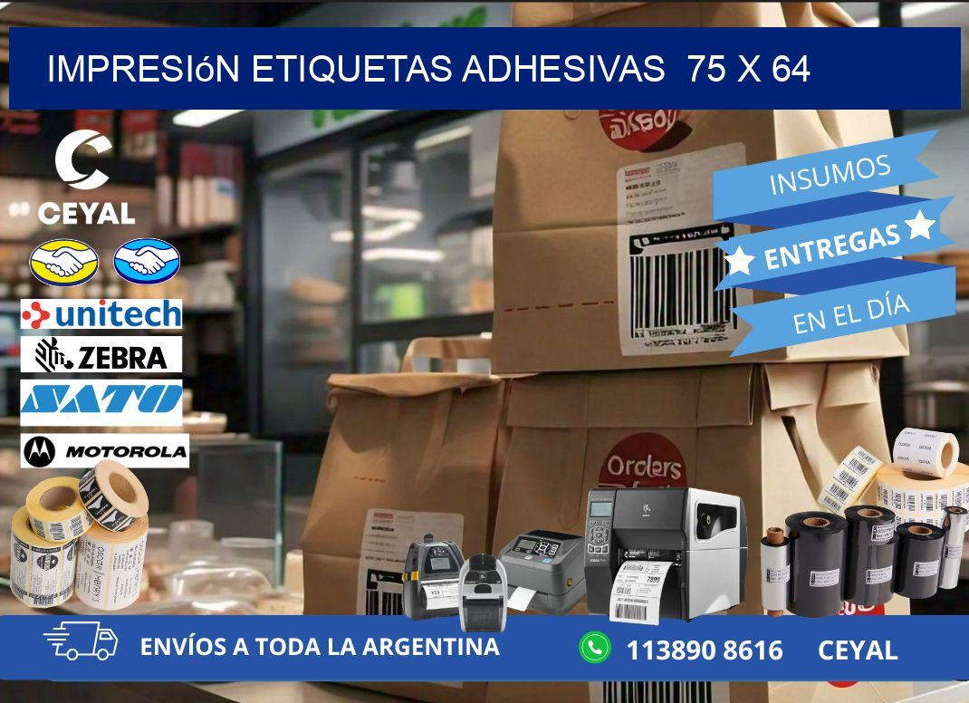 Impresión Etiquetas adhesivas 75 x 64