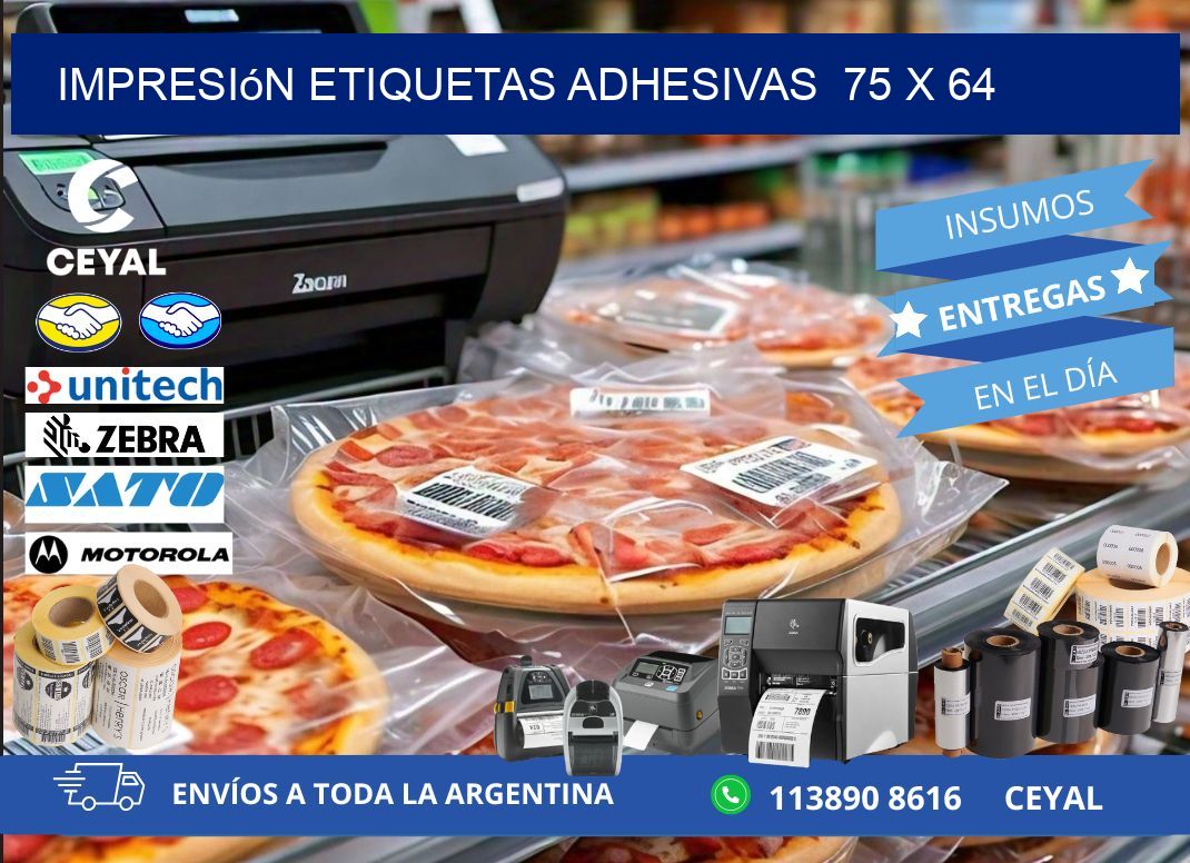 Impresión Etiquetas adhesivas 75 x 64