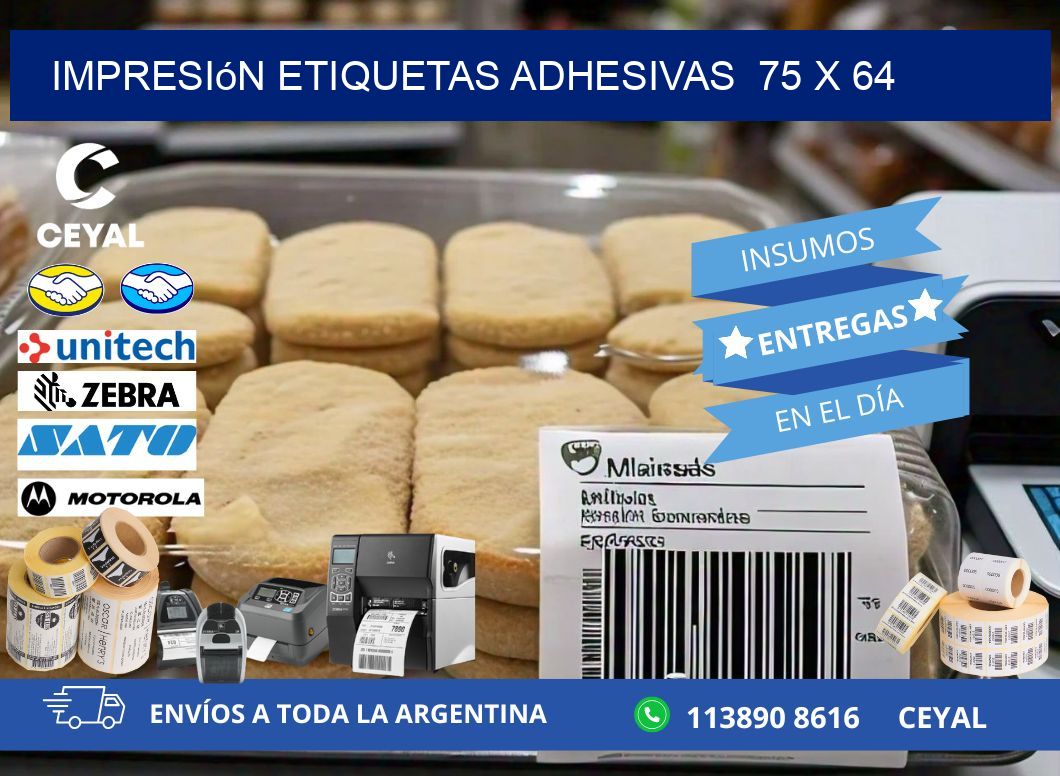 Impresión Etiquetas adhesivas 75 x 64