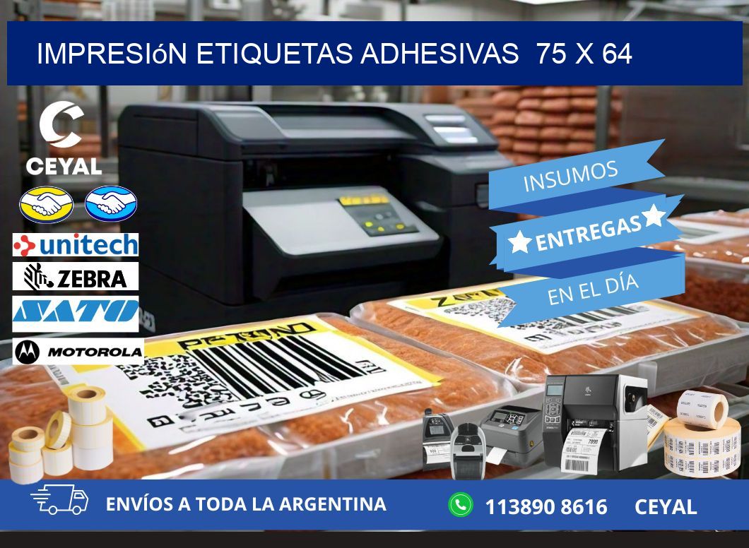 Impresión Etiquetas adhesivas 75 x 64