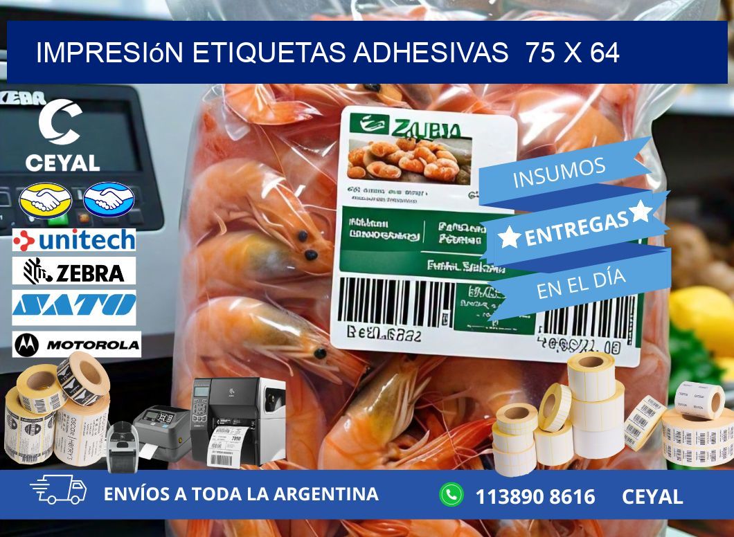 Impresión Etiquetas adhesivas  75 x 64