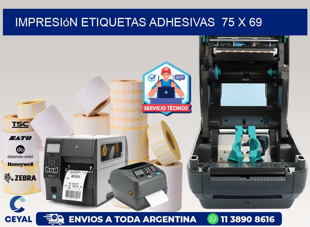 Impresión Etiquetas adhesivas 75 x 69