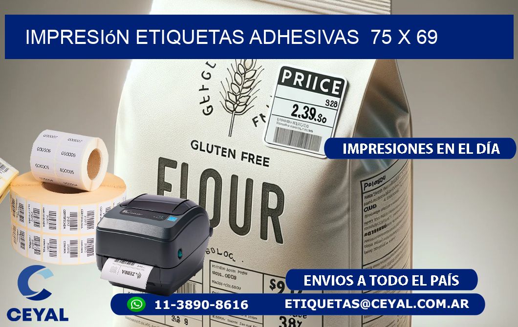 Impresión Etiquetas adhesivas 75 x 69
