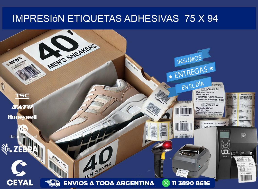 Impresión Etiquetas adhesivas 75 x 94