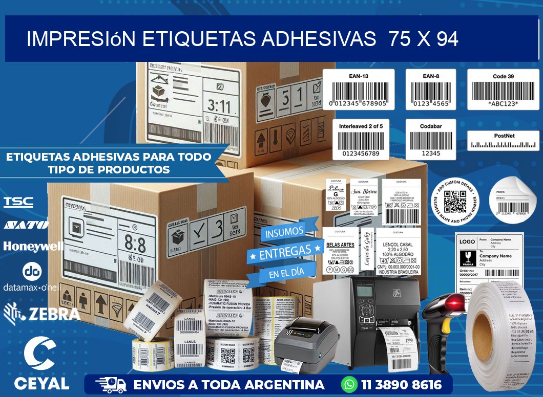Impresión Etiquetas adhesivas 75 x 94