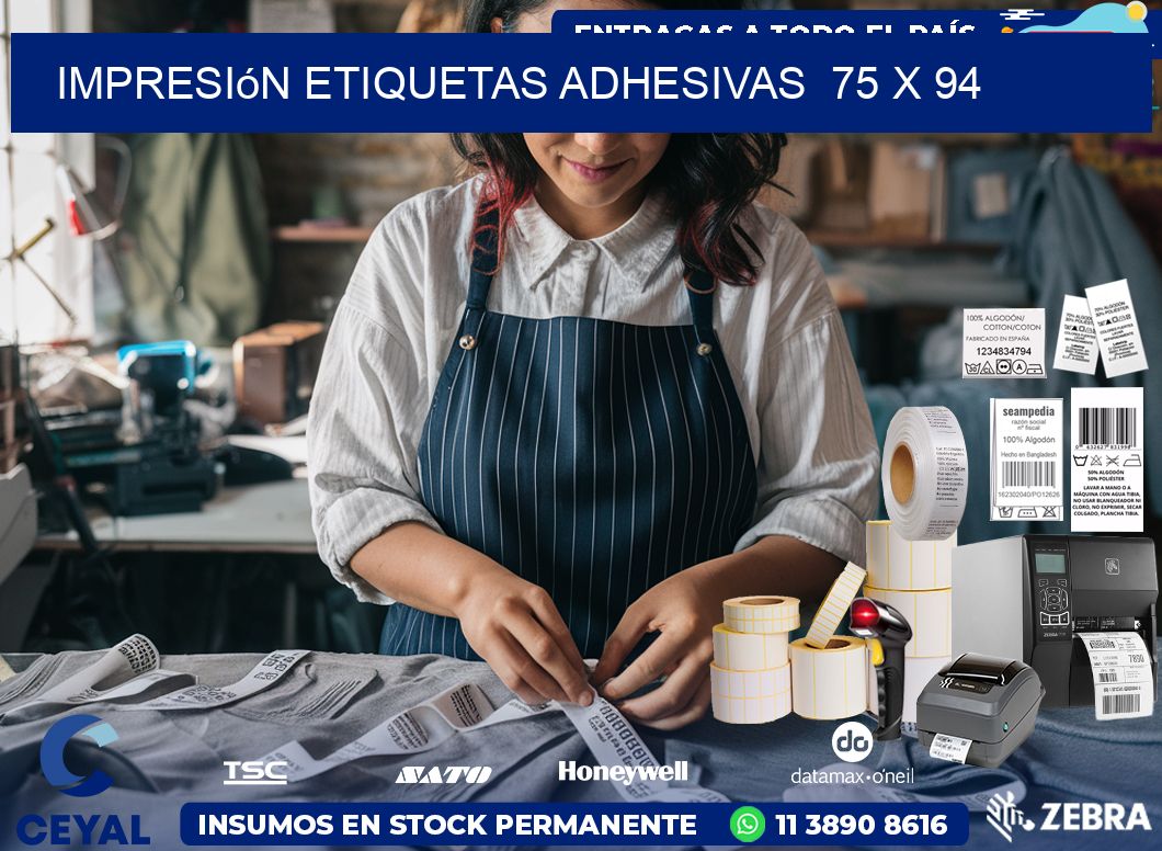 Impresión Etiquetas adhesivas  75 x 94
