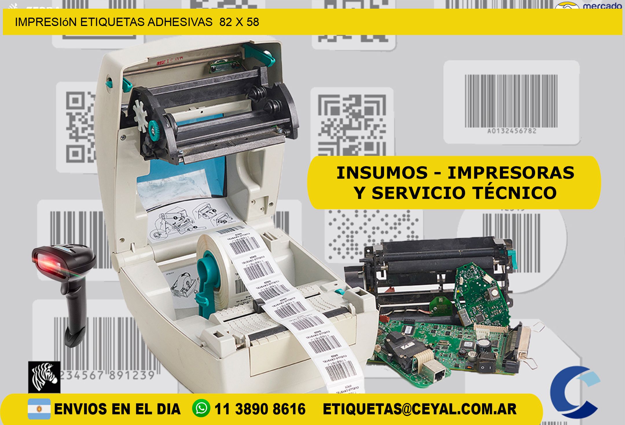 Impresión Etiquetas adhesivas  82 x 58