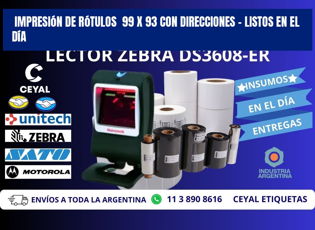 Impresión de Rótulos 99 x 93 con Direcciones – Listos en el Día