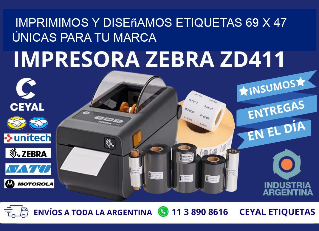 Imprimimos y Diseñamos Etiquetas 69 x 47 Únicas para tu marca