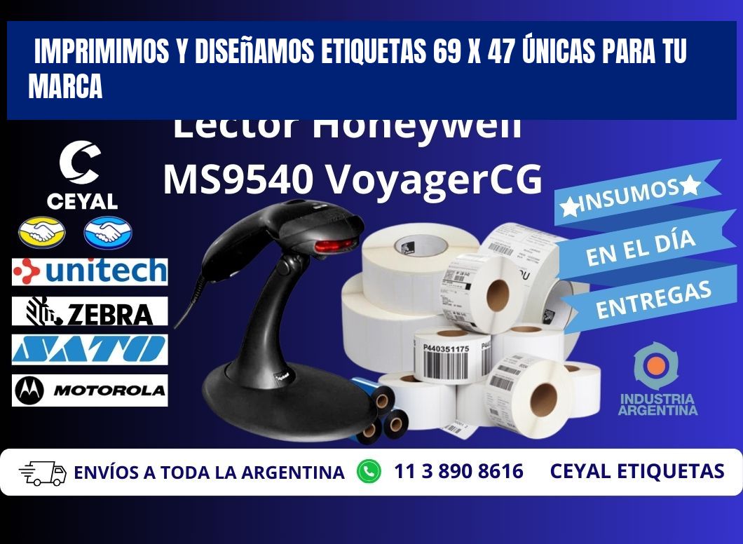 Imprimimos y Diseñamos Etiquetas 69 x 47 Únicas para tu marca