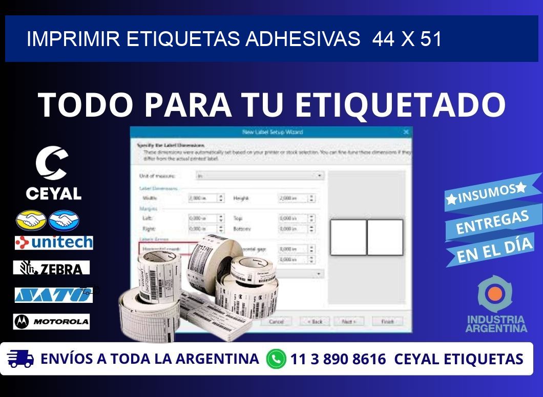 Imprimir Etiquetas adhesivas 44 x 51