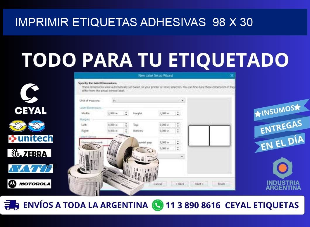 Imprimir Etiquetas adhesivas 98 x 30