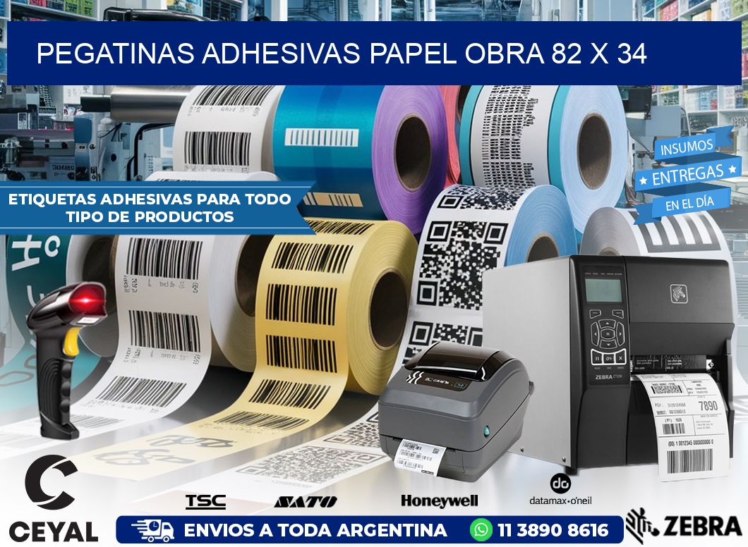 Pegatinas Adhesivas papel Obra 82 x 34