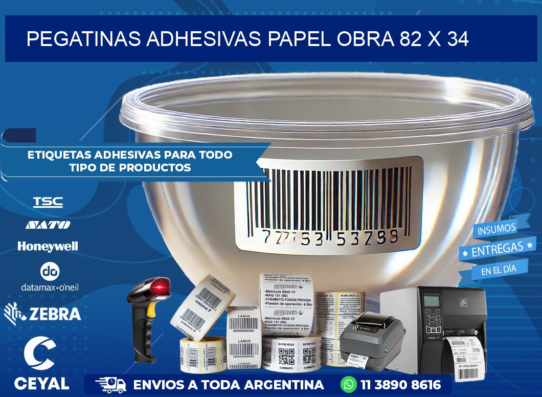 Pegatinas Adhesivas papel Obra 82 x 34